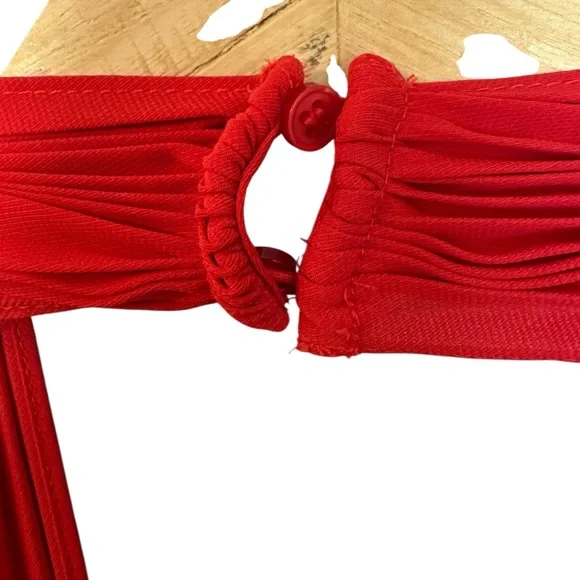 NWT REISS Roya Pleated Halter Dress Red 6 - Picture 12 of 14